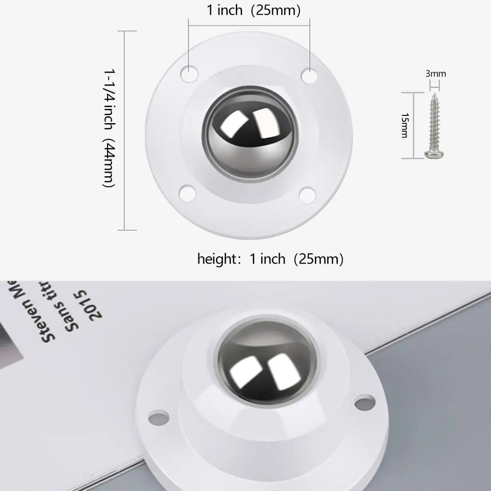 4 Pack Self Adhesive Stainless Steel Rollers Low Profile Swivel  Furniture Caster Wheels