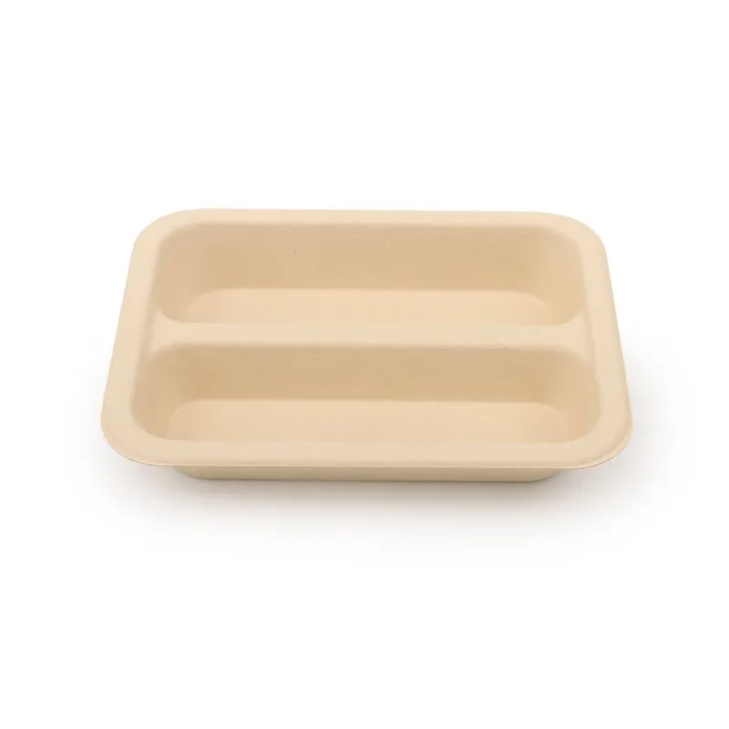 Biodegradable 1/2/3 compartment Eco Friendly Bamboo pulp Disposable Takeaway Paper Plates food tray
