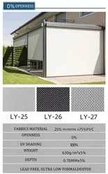 Zip Track Outdoor Blinds Smart Home Blinds Motor Remote- Control Roller Shades Motorized Windproof Waterproof LY-ORB-MC