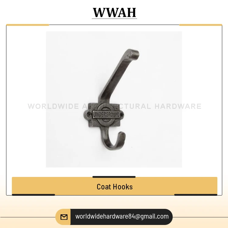 Modern Design Style 100% Cast Iron Material Door and Window Use Black Brass Wall Hook Stylish Design Coat Hook from India