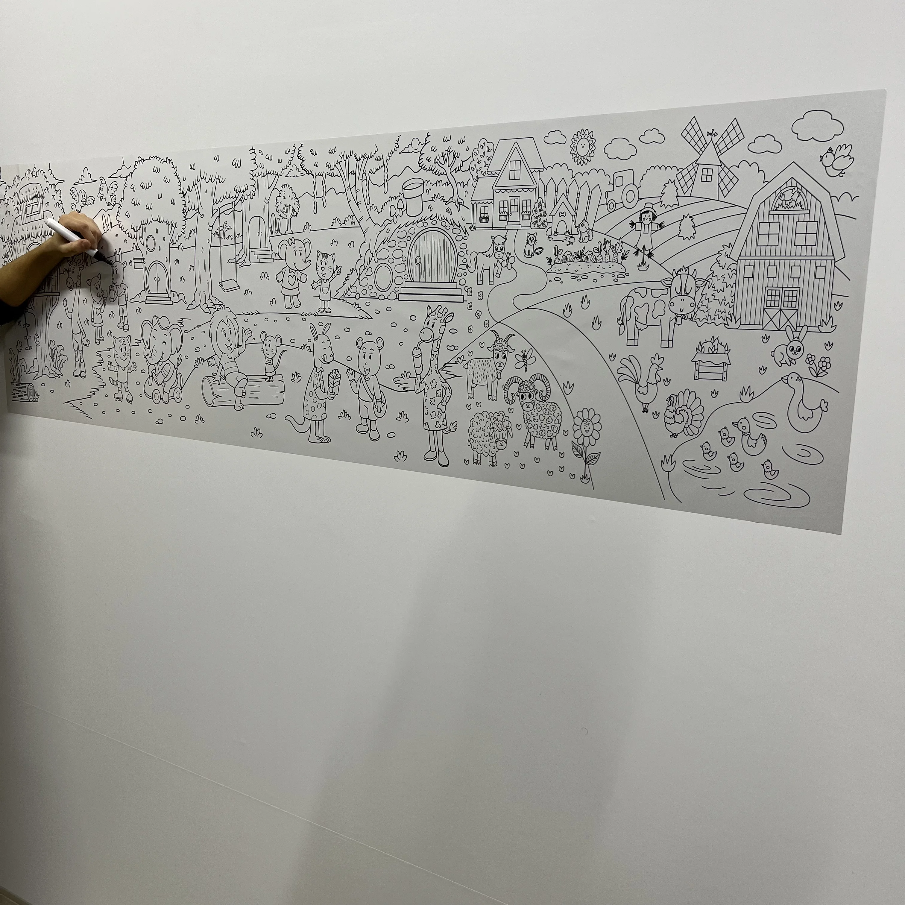 Dry Erase Animal Painting Kids Activity Decal  Reusable Durable Polystyrene Material Holds The Surface With Static Electricity