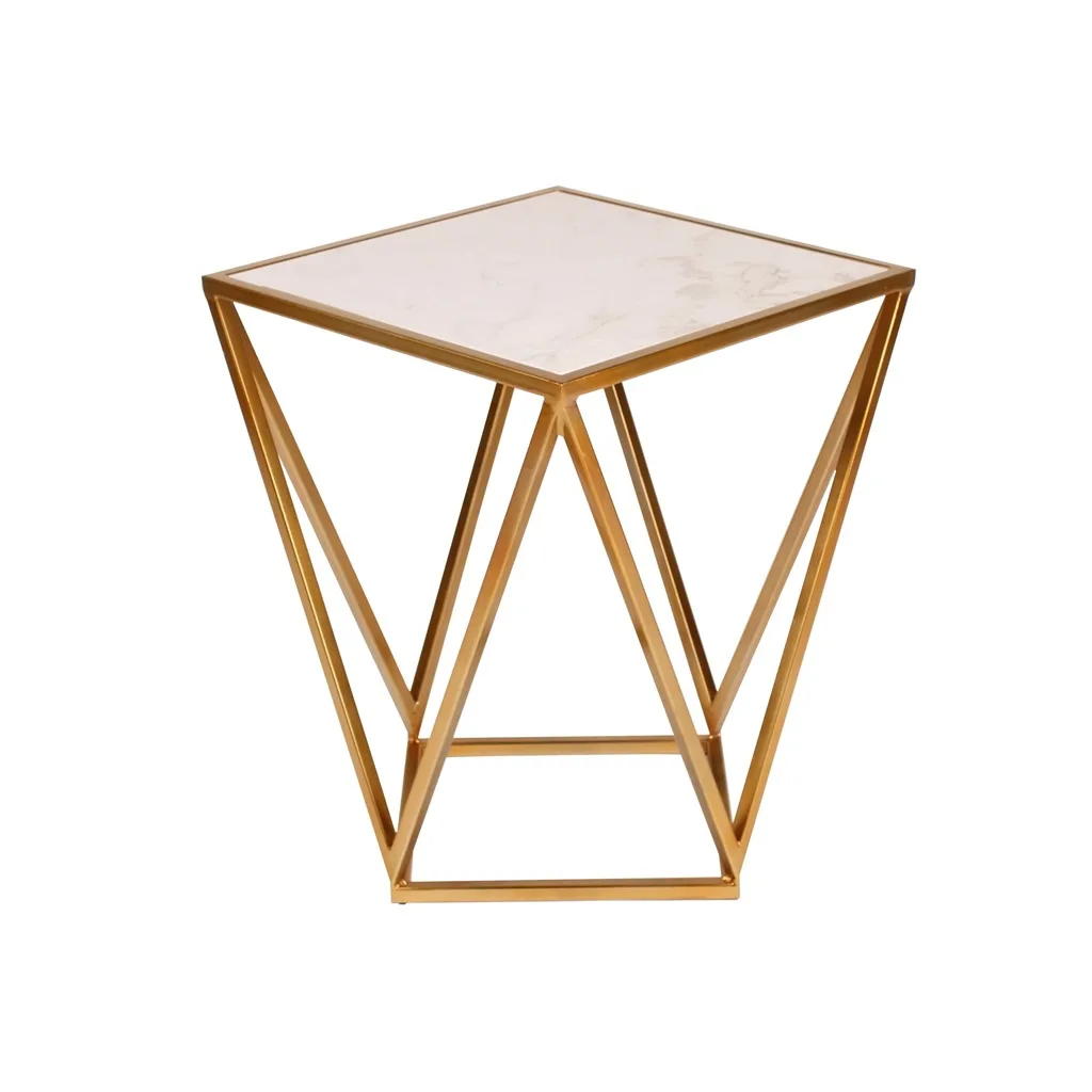 White Marble Top Metal Frame Durable Legs Sustainable Table Housewarming Center Table For Interior & Exterior Use