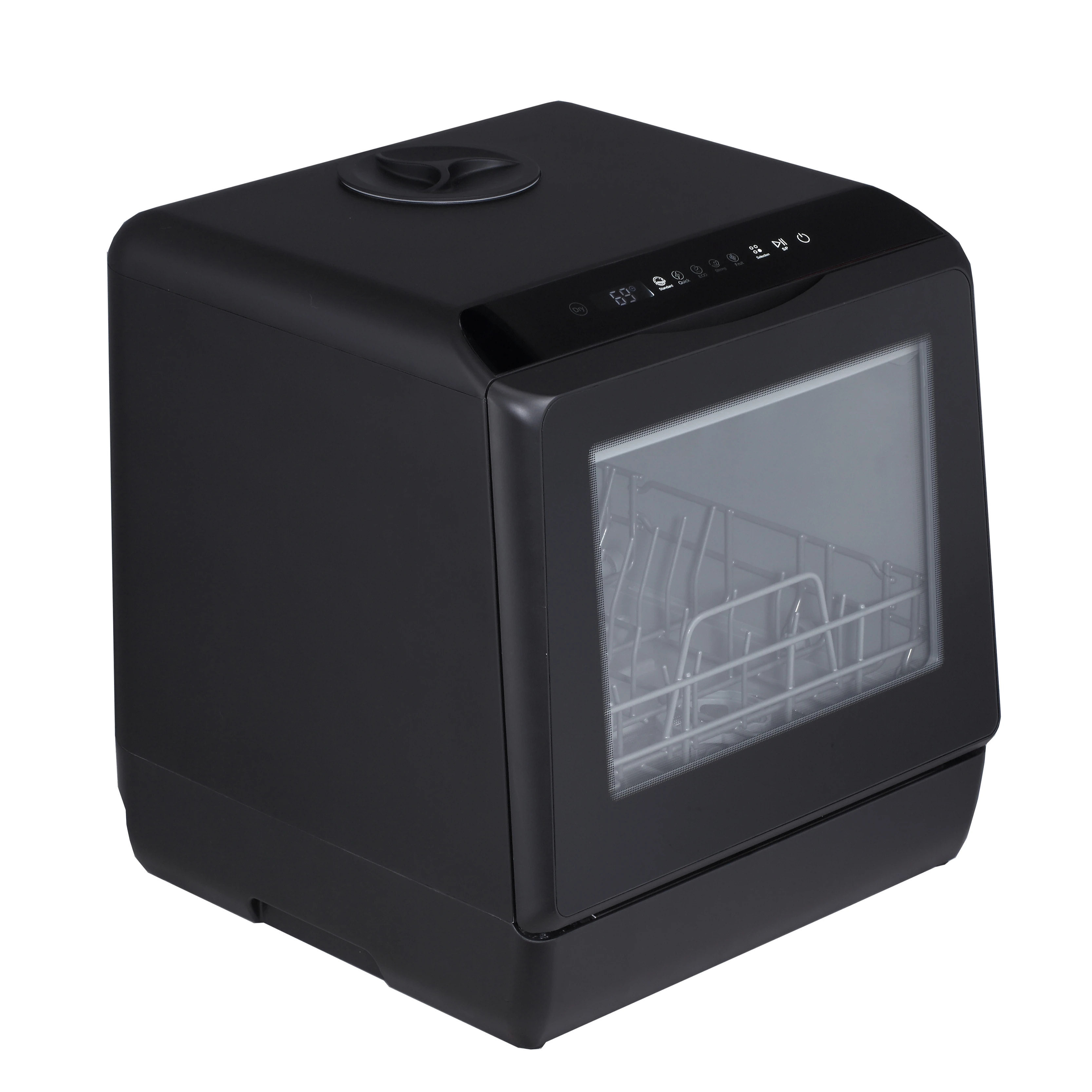 4 Sets Home Use Automatic Compact Dishwasher Electric Control Countertop Table Top Mini Dishwasher for Kitchen Black Carton 220