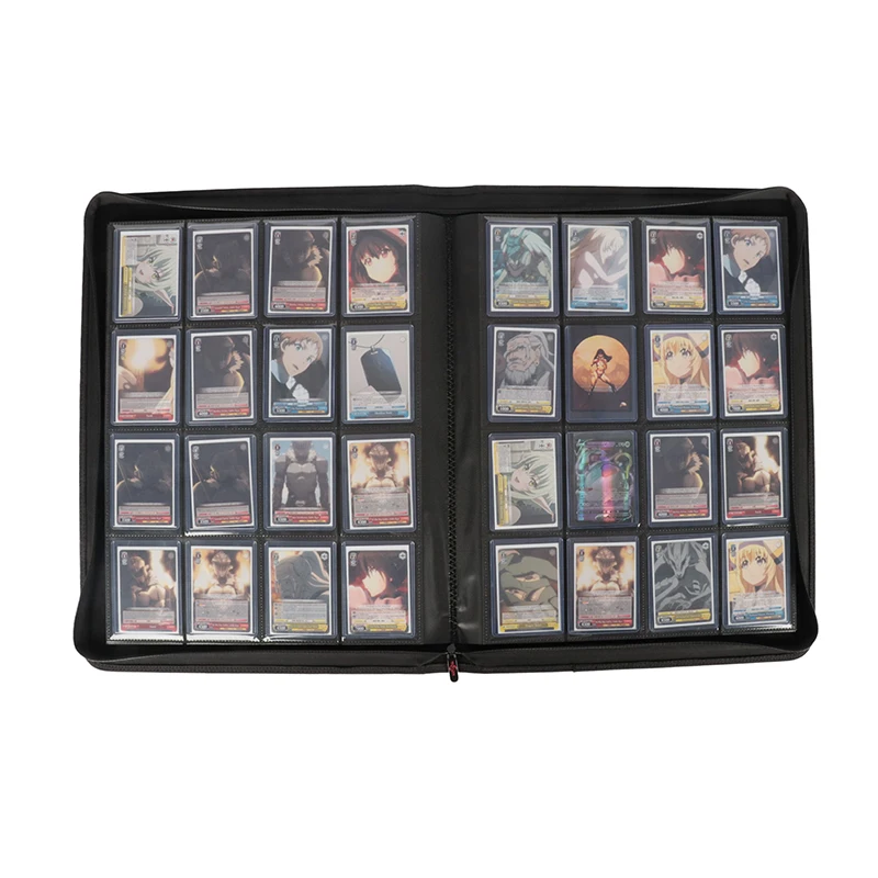 Amazoned hot selling  PU 16 pocket Toploader card binder with 512 pockets manufacturer