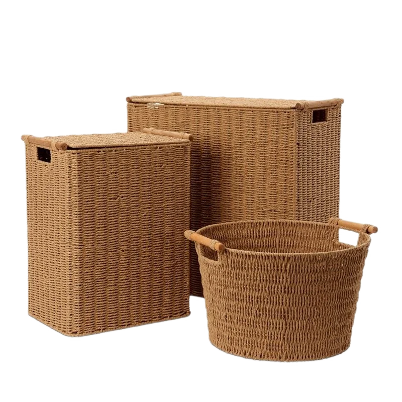 Best Selling Natural  Seagrass Woven Baskets Vietnam Storage Garden Pots Laundry Baskets Clothing Stackable Organizer Storage