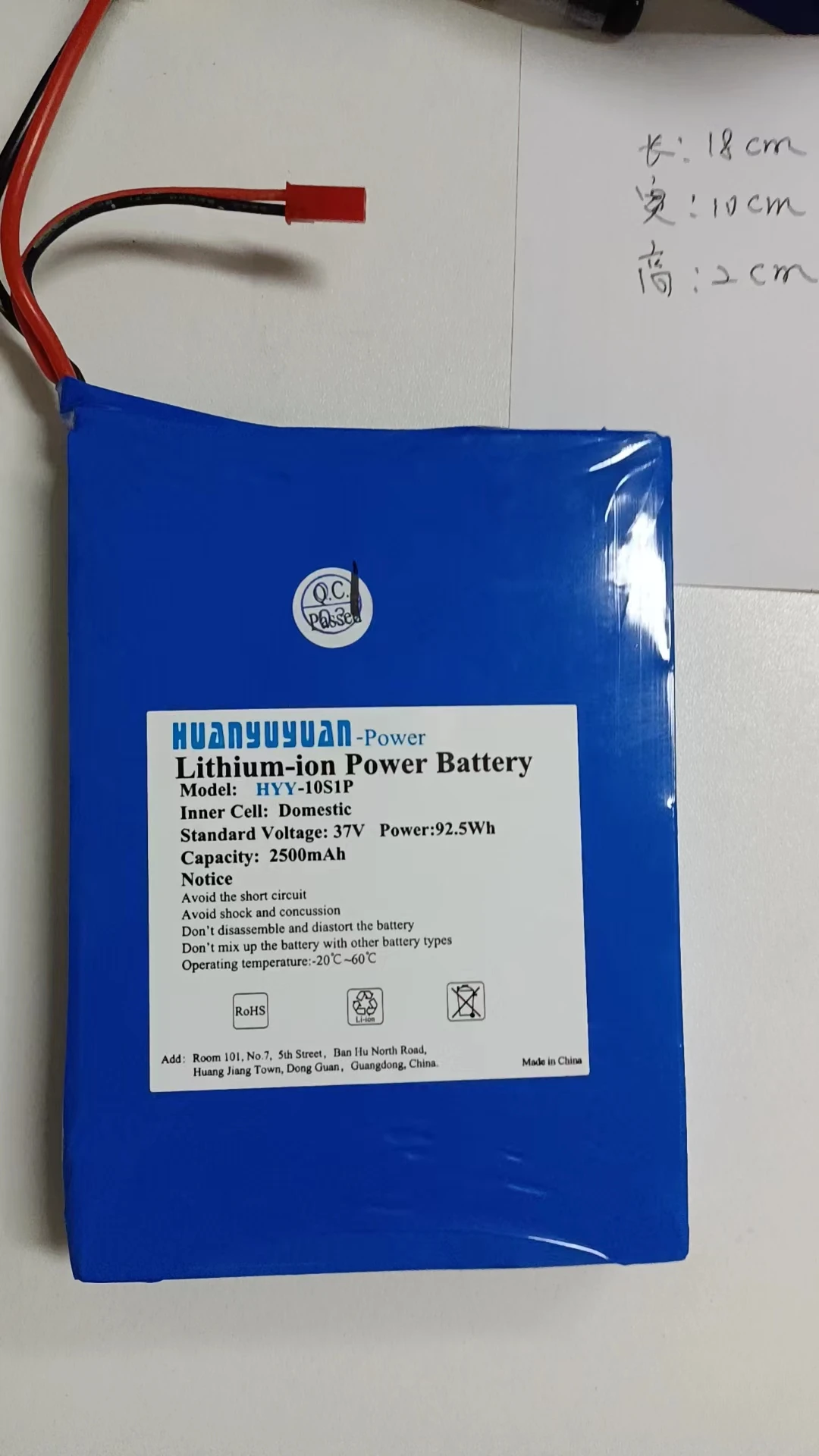 37V Battery 2500mAh & Chinese& 18650 Li-ion battery pack of electric longboard battery cell