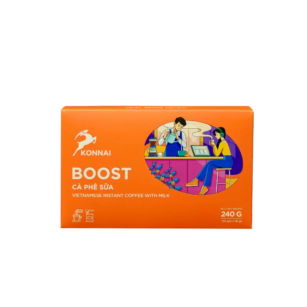 Deteh KONNAI VIETNAM 3 в 1 растворимый кофейный микс 15 палочек х 16 г Robusta Arabica сладкий вкус с упаковкой для сахарного вкуса