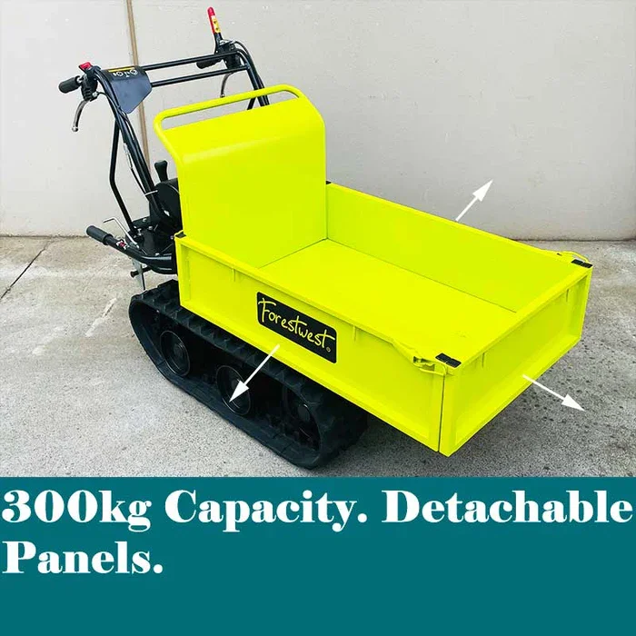 300KG Track Dumper 6.5hp Motorized Wheelbarrow Tracked Power Wheelbarrow with Detachable Panels All Terrain