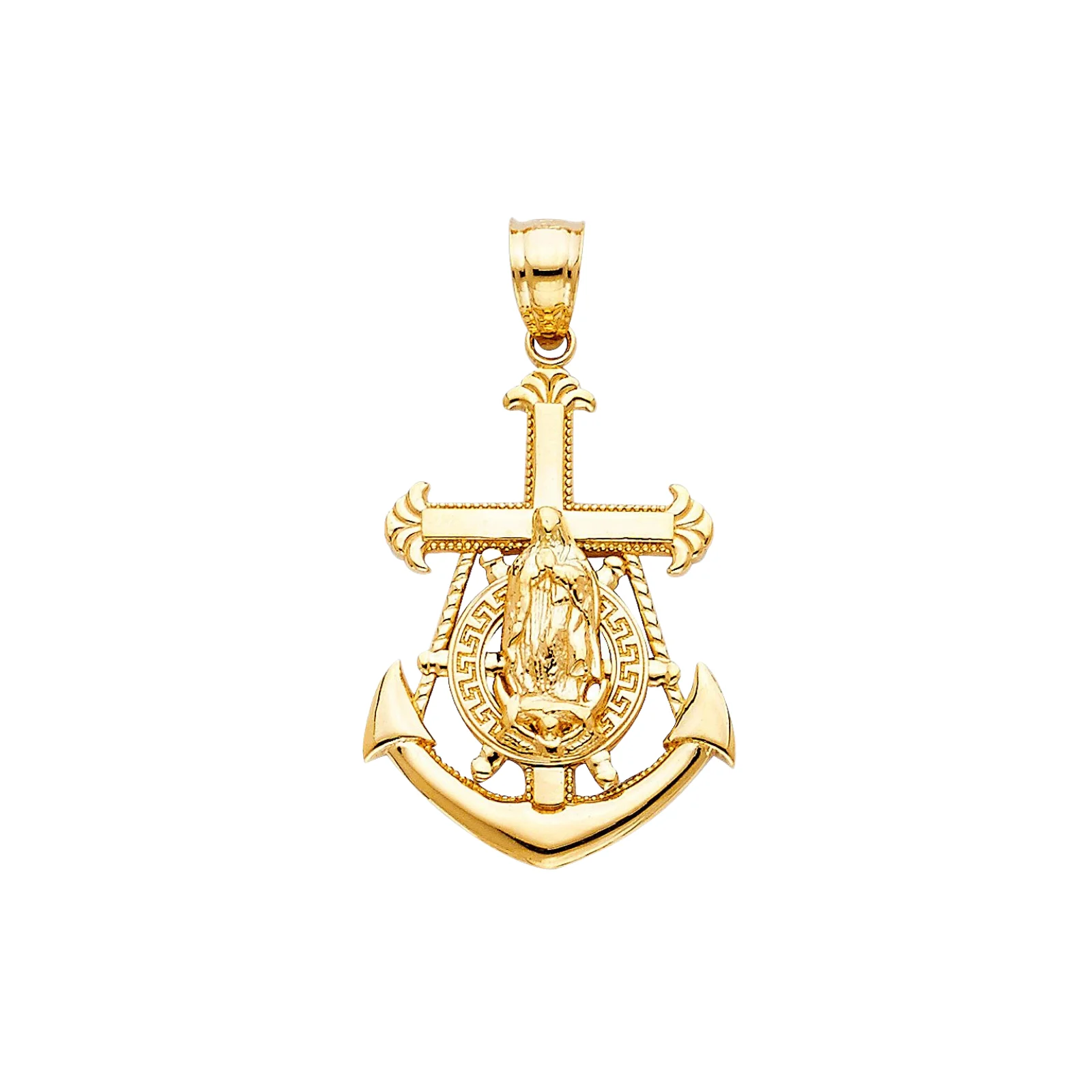 14K Gold Plated Virgin Mary Religious Guadalupe Emblem Charm Religious Icon Pendant Catholic Jewelry