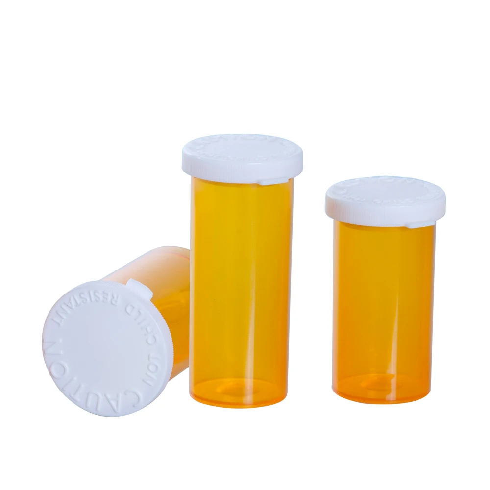 Factory Hot Sale Small Prescription Bottle Plastic Pill Vial 6/8/13/16/20/30/40/60DR Vial with Non lock Snap Cap