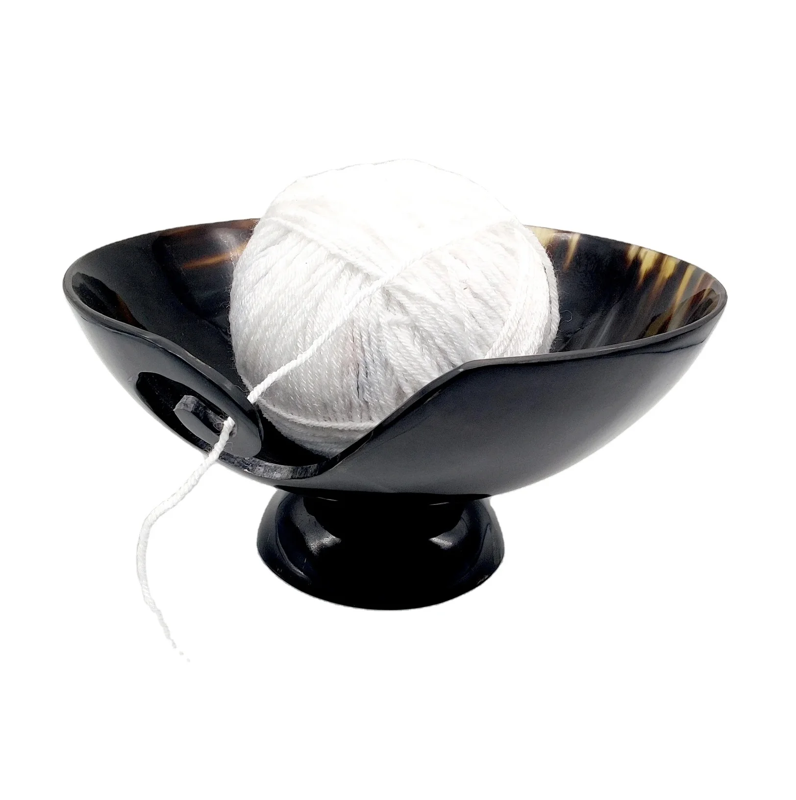 Buffalo Horn Yarn Bowl Storage Bowl Knitting Crochet hooks Accessories Rosewood Handcrafted Wooden Yarn Bowl Decoration