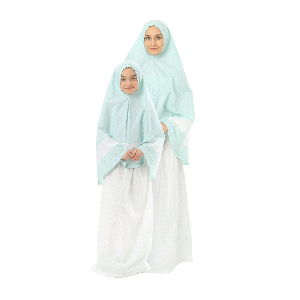 Mother Daughter Combinations Islamic Clothing Girls Abaya for Children Child Hijab Muslim Prayer Dress for Kids