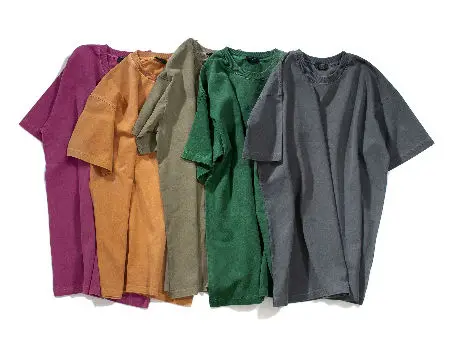 Acid washed heavy cotton vintage custom oversize unisex black retro round neck loose black acid wash t shirt