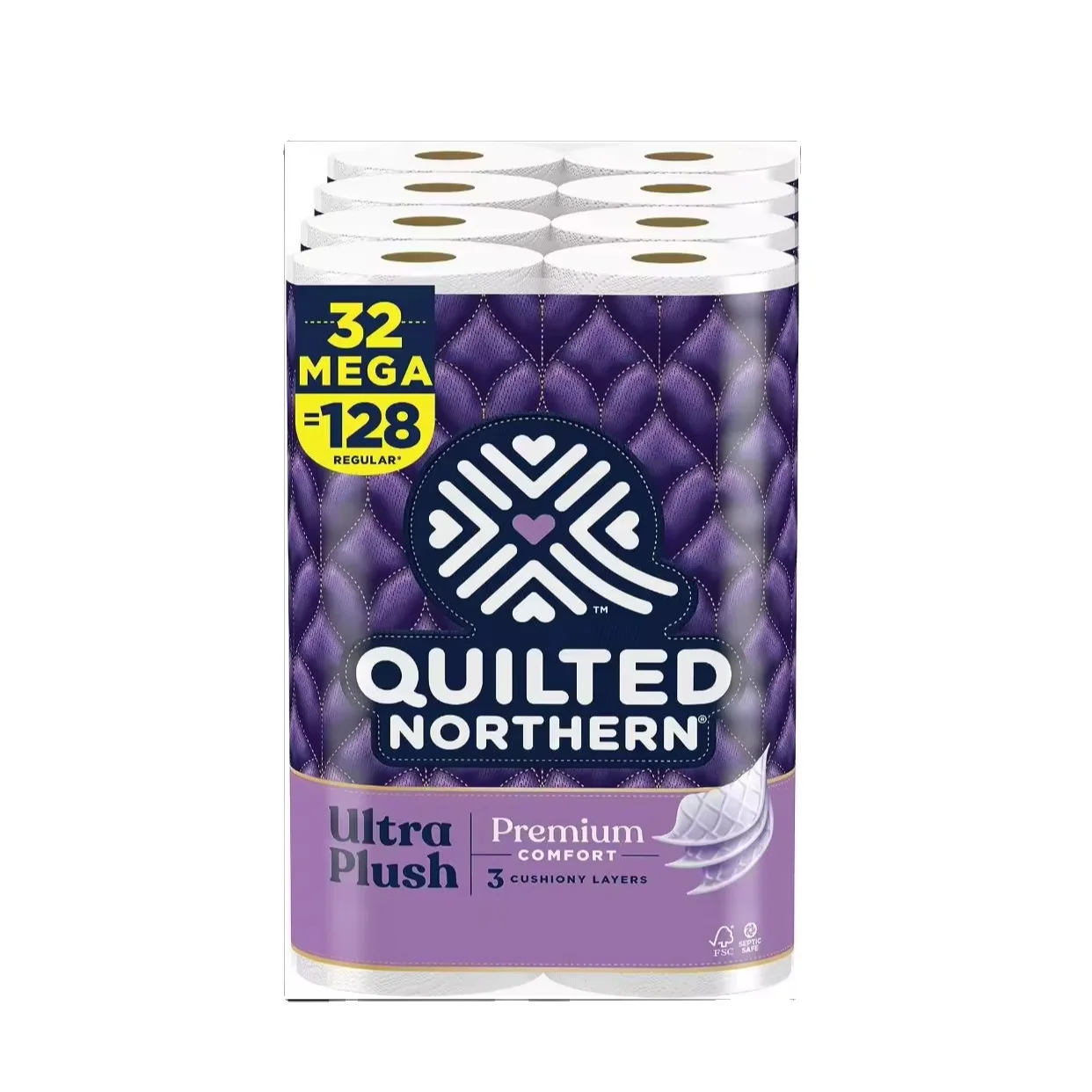 Quilted Northern Ultra Plush Toilet Paper, 32 Mega Rolls = 128 Regular Rolls White