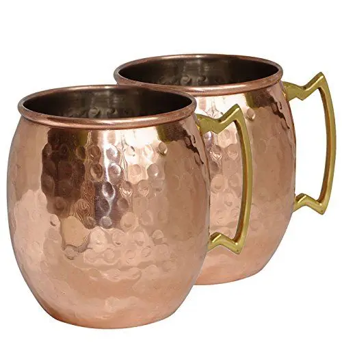Wholesale Handmade Moscow Mule Mug Beer Mug Engraved Hammered Beverage Drinking Cups With Handles Copper Gold Plating