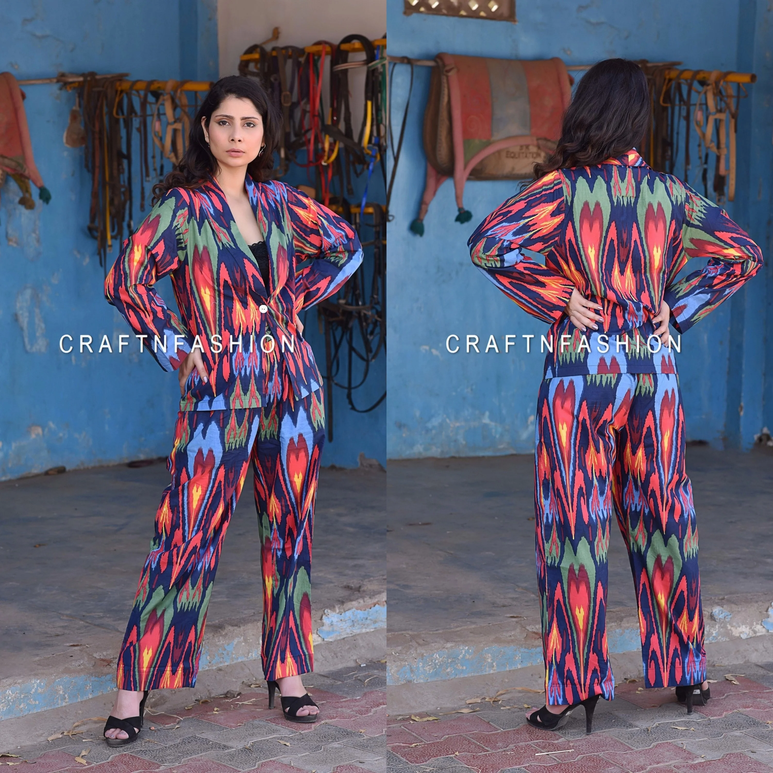 Bohemian Fashion Silk co-ord Sets - Silk shirt Pant Set - Urban Fashion women 2 piece set