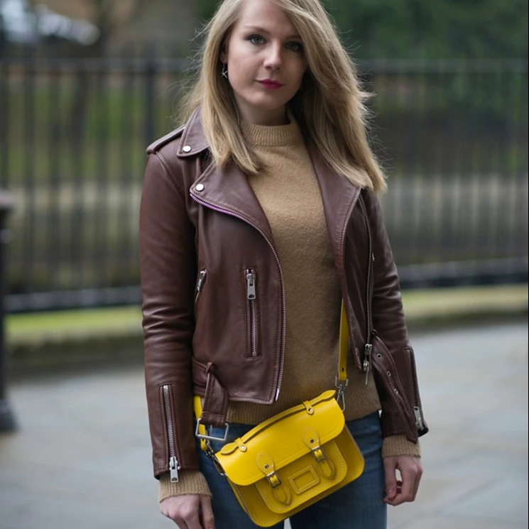 The Brown Leather Biker Jacket For Women OEM Services Fashion Lamb Real Sheep Leather Jacket For Teen Age Girls Breathable