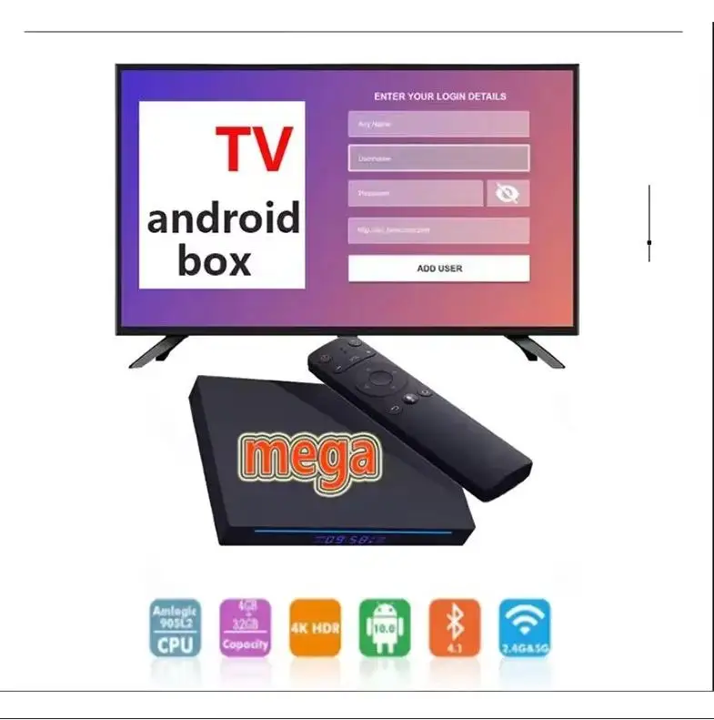 Mega OTT Ip tv box android 12 M 3U L ist 4K IPTV BOX