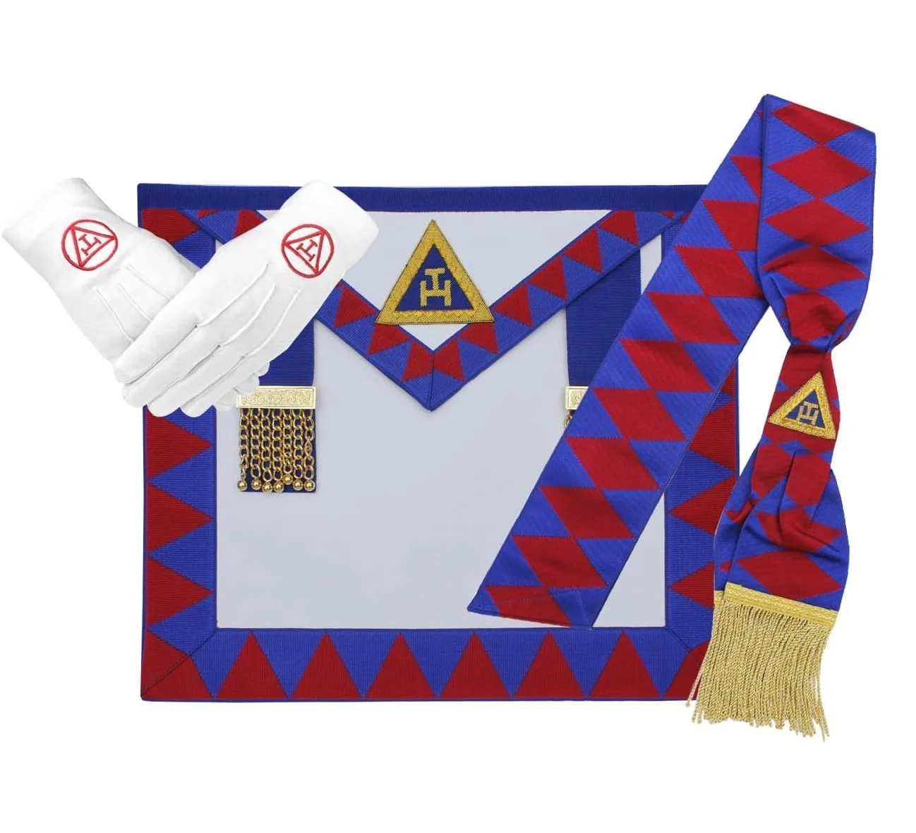 Royal Arch Masonic Regalia Provincial Apron Sash and Cotton Gloves Set