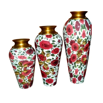 Best Classic Black Metal  Flower Vase  With Enamel Coating Decoration Designer Modern Table Decorating Beaded Wholesale Pot
