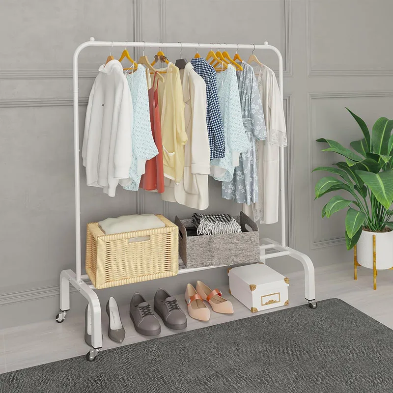 Movable Clothes Garment Rack Clothes Storage Metal Hanging Rack Wholesale Heavy Duty Rolling Hanger Coat Rack