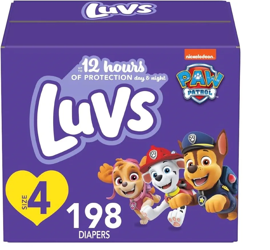 Luvs XXL Size 4 Disposable Adult Baby Diapers 198 Count Premium Cotton Nappies Soft Cute Style Bulk SAP Wholesale Bag Japanese
