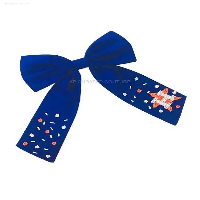 Team Name Customized Designs Beaded Bows Hair Accessories Handcrafted Alligator Bows Cotton Rice Beaded Bows Designs