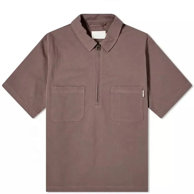 Wholesale nylon short sleeve zip up work men polo t shirt