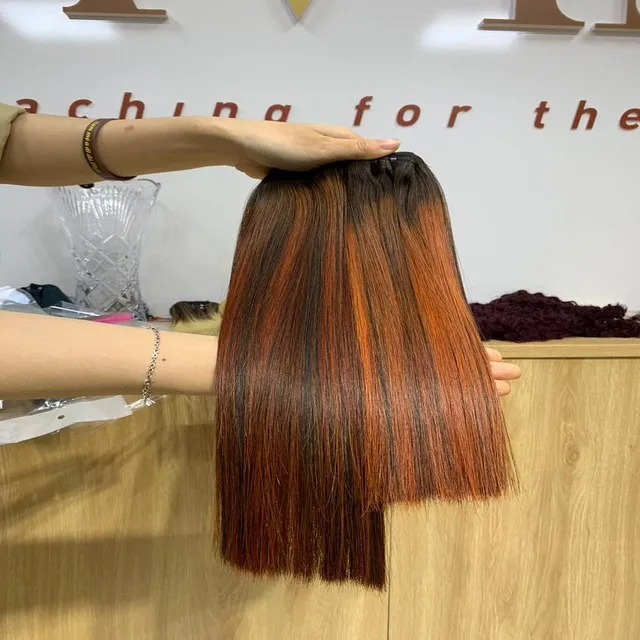 Vietnamese Hot Trend Orange Highlight Color Hair Extensions No Tangle No Shedding with Wholesale Price