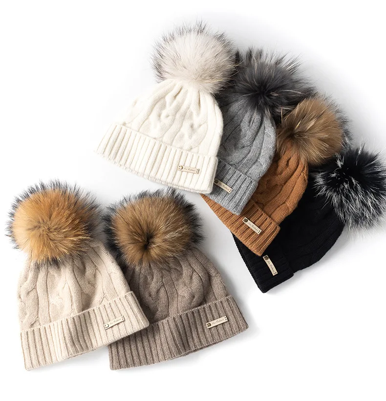 2023 Inner Mongolia Women 100% Cashmere Custom Winter Cashmere Beanie Hat Knitted Custom