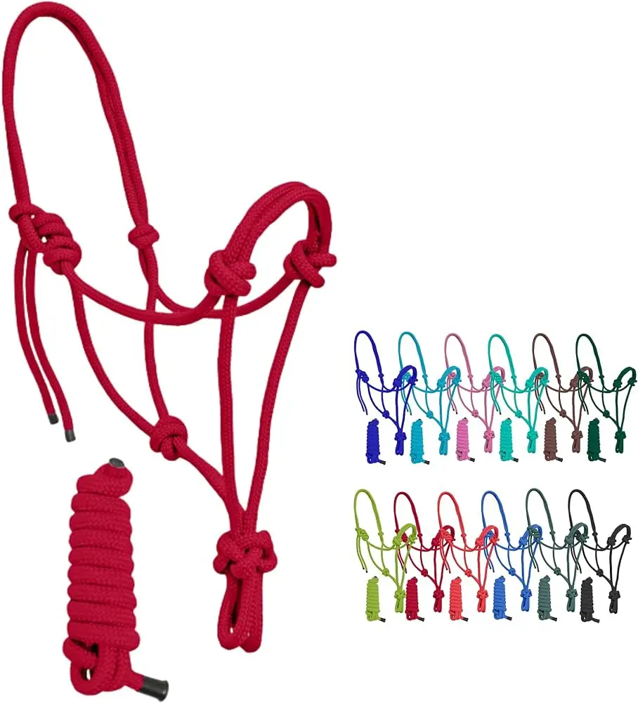Factory Made Cheap Price Free Sample Horse/Cow Rope Halter Control Head Collar Horse Halter With Lightweight Leash all colours