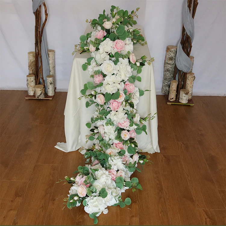 New wedding stage background wall decoration artificial flowers runner flower row