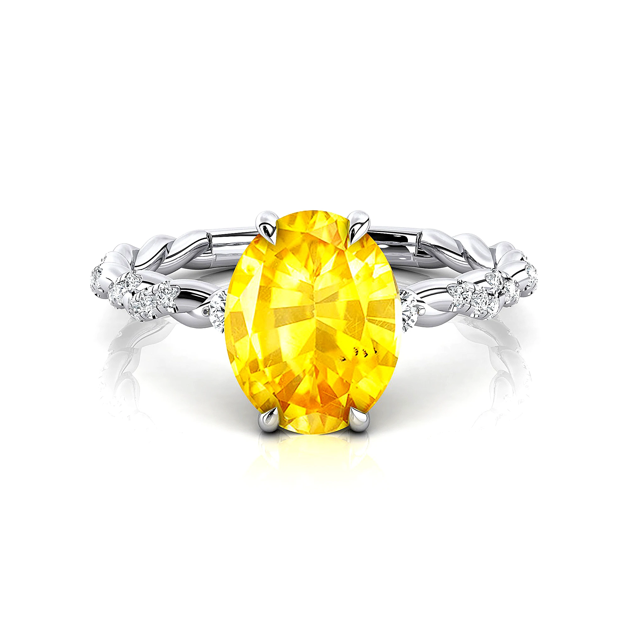 Fine Fashionable Statement Rings in 18k Solid Gold Studded with Natural Yellow Sapphire Gemstone & Real 0.17Ct Diamonds Bulk OEM