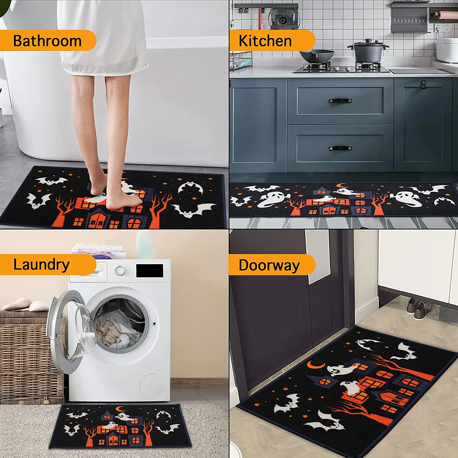 Support Dropshipping Original Design Indoor Floor Mat Set Non Slip Halloween Rug Kitchen Mats