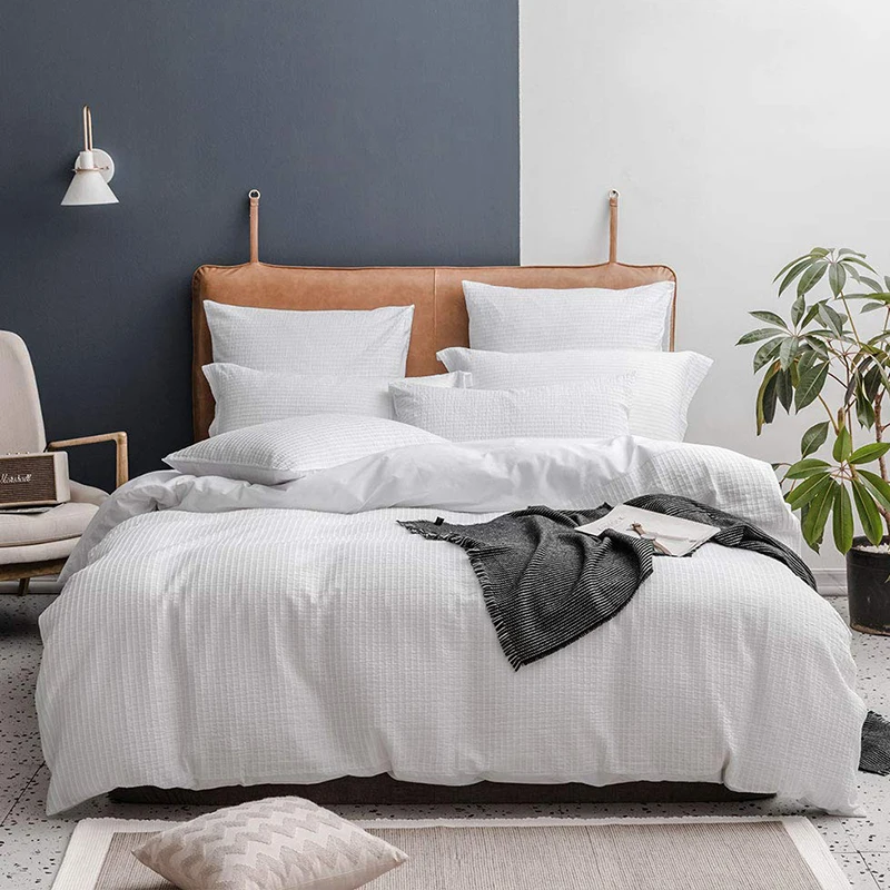 Luxury Faux Fur Shaggy Bedding Set 1 Duvet Cover 2 Fur Pillow & 3 Fur Cushion Super Warm White Colors Satin Duvet Covers