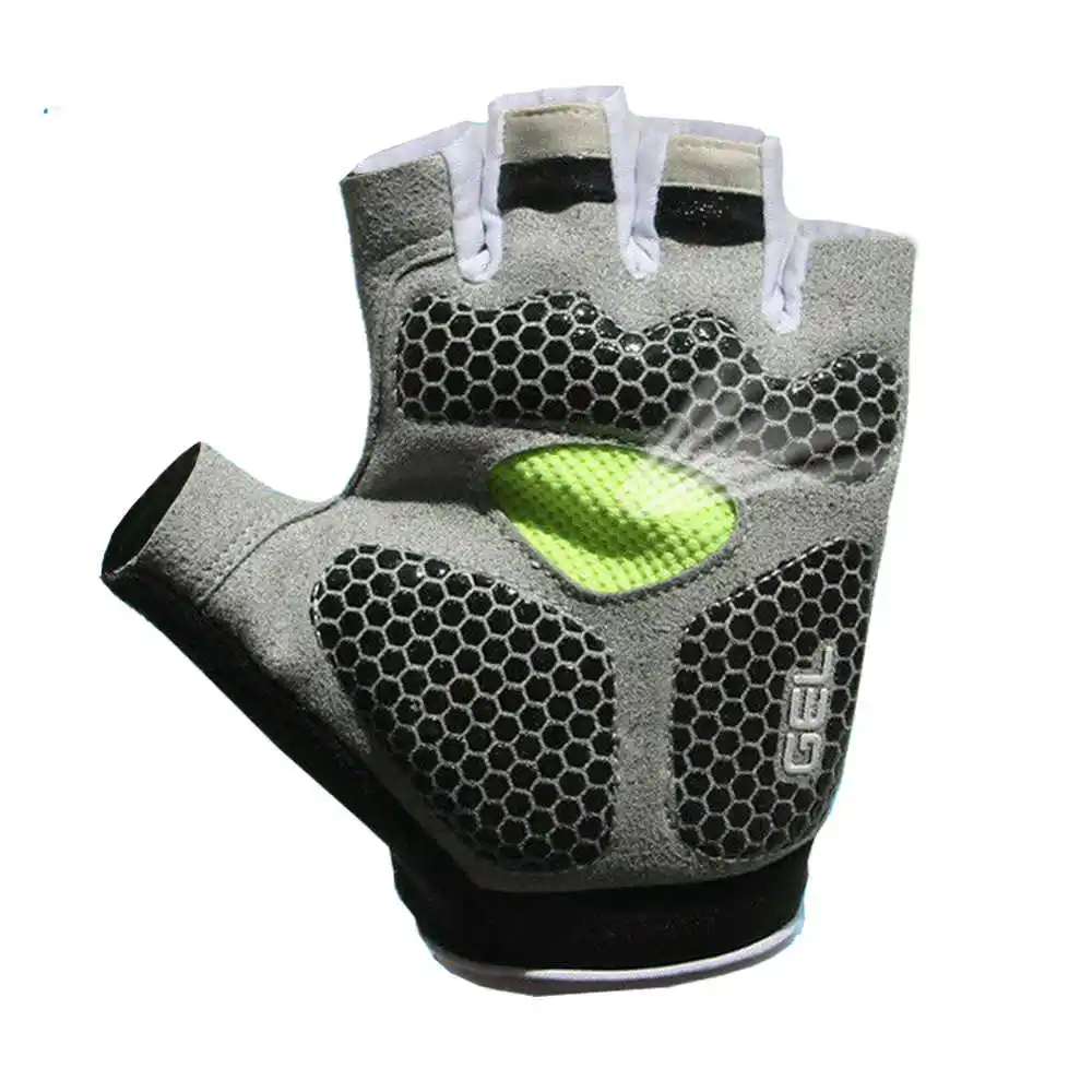 Wholesale Price Anti Slip Customized Cycling Gloves Half Finger Heavy Duty Fitness Safety Leather Sports Cycle Racing Gloves