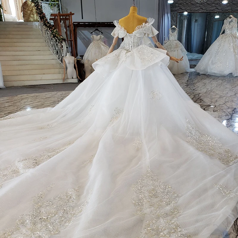 Jancember HTL2262 Heavy beads crystal wedding dress factory dress sequin wedding dress fabric