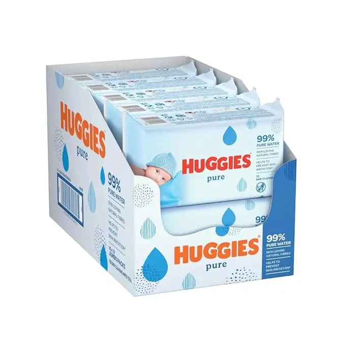 Huggies Pure, Baby Wipes, 56 Wipes - Natural Wet Wipes for Sensitive Skin - 99 Percent Pure Water - Fragrance Free to Clean and