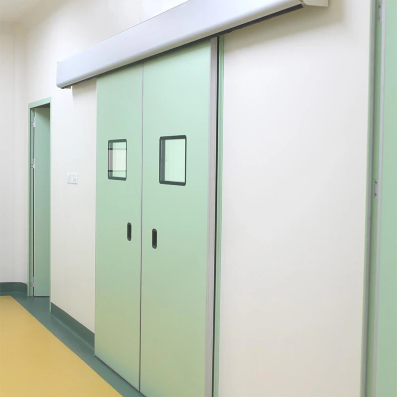 EZONG 1500*2100mm hermetic double leaf tempered glass airtight automatic door for office and hospital