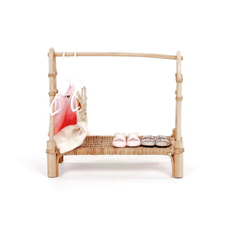 Rattan Doll Clothing Rack with 3 Hangers | High End Doll Furniture with sale price upto 40% discount