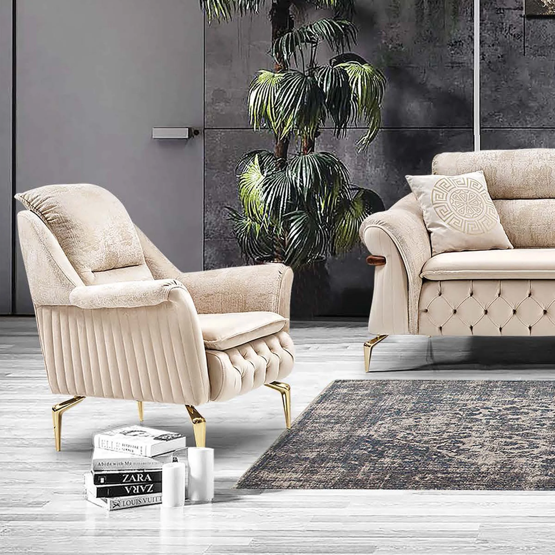 Modern Living Room Furniture Sofa Set Sofa Bed with stainless waterproof Fabric Turkish Furniture Chesterfield Sofa Set with Bed