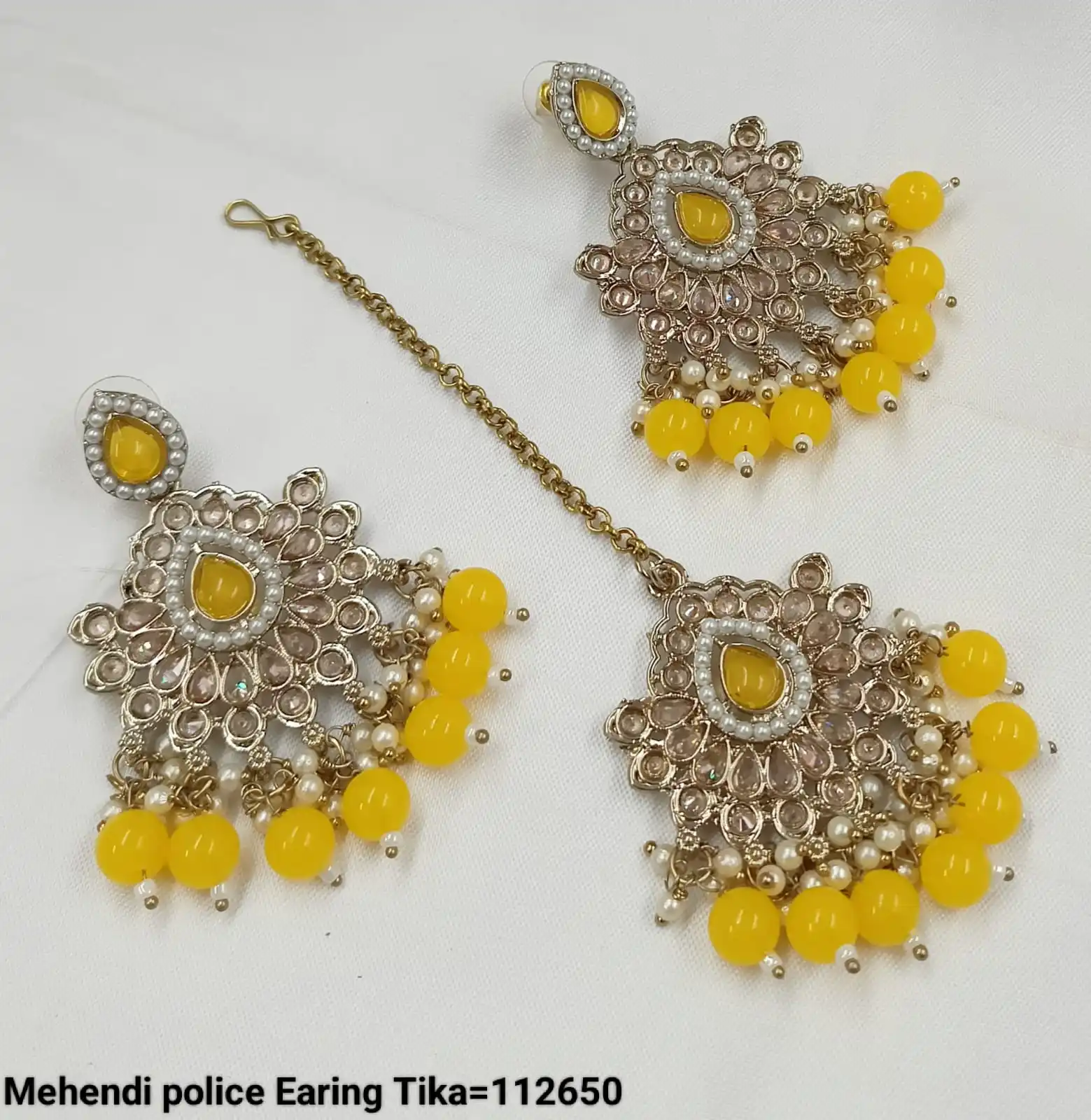 INDIAN WHOLESALE LATEST DESIGN  CHANDELIER AND ARTIFICAL EARRINGS WITH PEARL AND MANGTIKKA SET FOR WOMEN AND GIRLS
