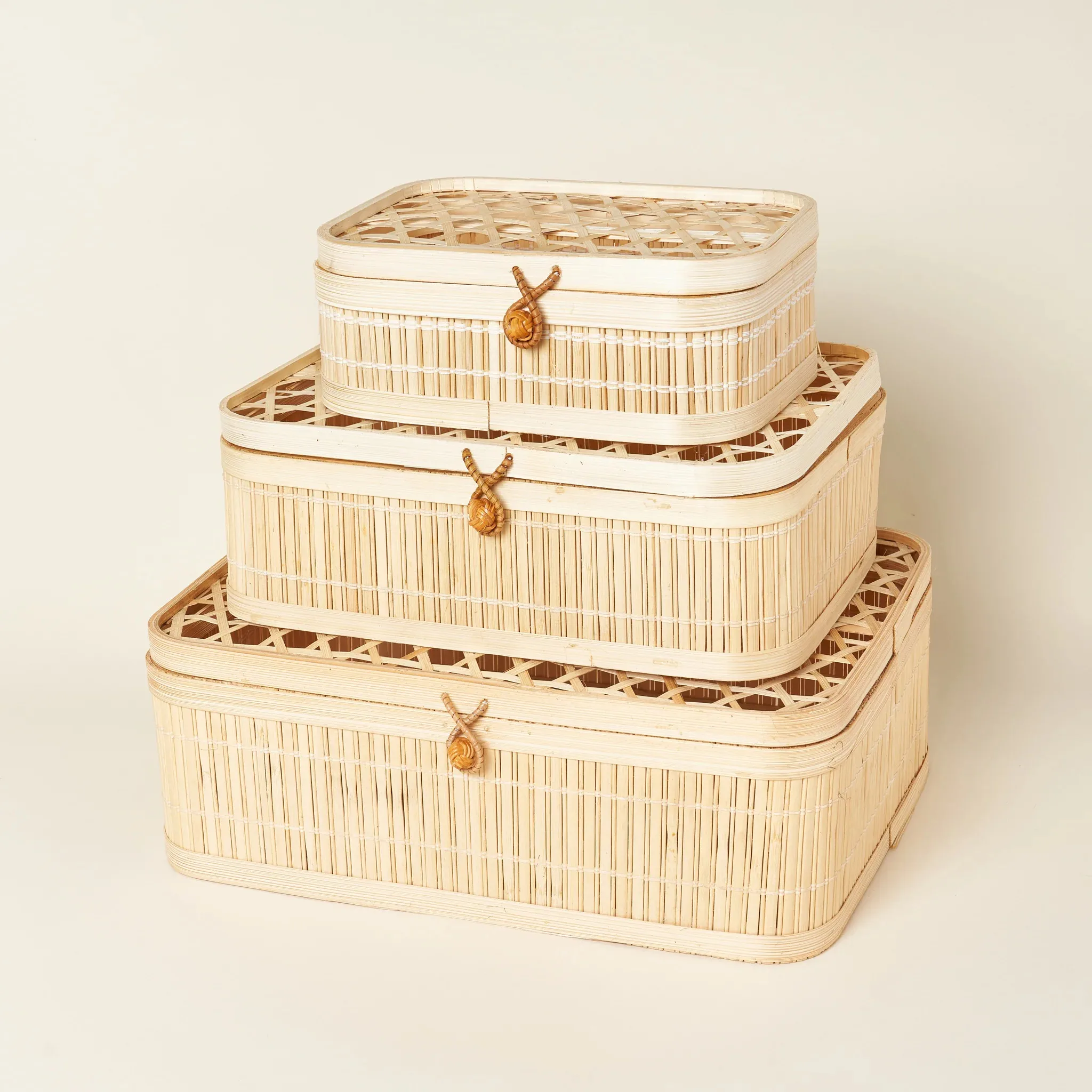 Cheapest price rectangular and square boxes 100% natural bamboo woven box with lid handmade customized size