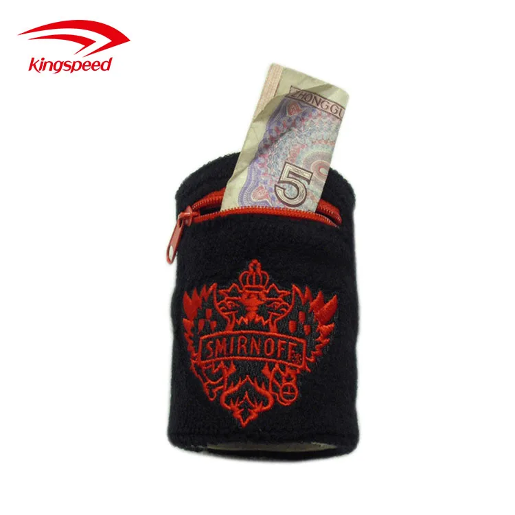 Wholesale Custom Tennis Sport Wrist Band Money Wallet Pouch Sweat Wristband With Zipper Pocket