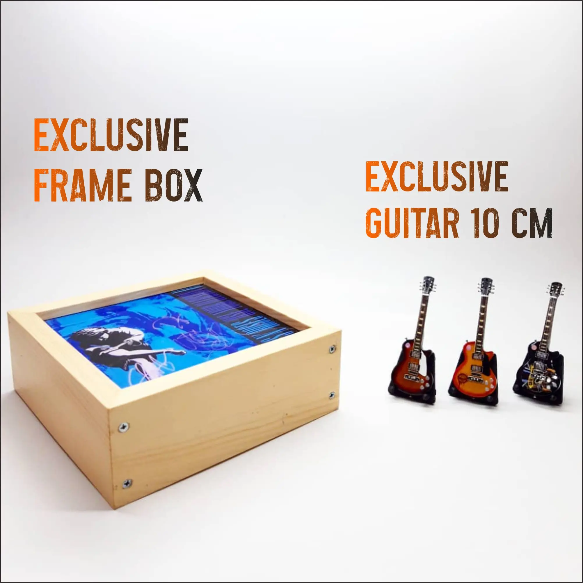 Wooden Display Shadow Box frame Custom with electric light lamp and acrylic picture design Handmade Craft musical instrument