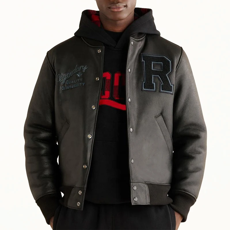 Custom Men Faux Leather Jackets Applique Embroidery Winter Motorcycles Varsity Jackets