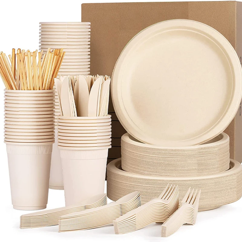 Wholesale Eco Friendly Biodegradable Sugarcane Bagasse Pulp Tableware Disposable Dinnerware&Tableware