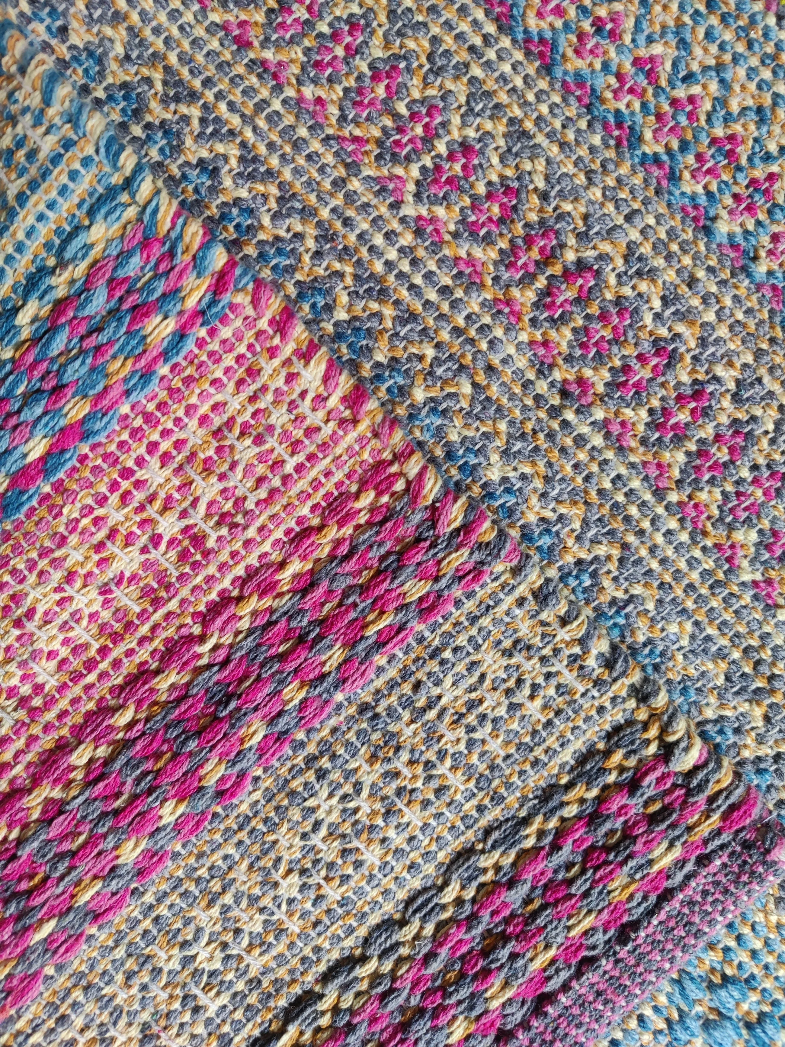 Premium Quality Handmade Boho Moroccan Abstract Pattern Cotton Area Rugs Loomed Technique for Home Decor Living Room Bathroom