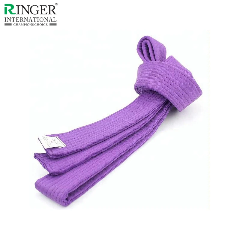 Wholesale manufacturer OEM custom made logo karate belt high quality color with stripe cotton martial arts belt for karate