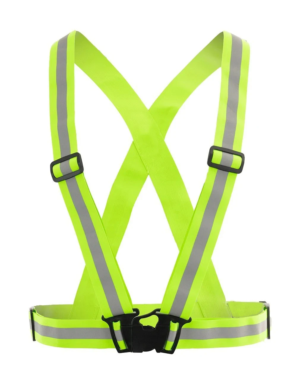 Customized comfortable hi-vis adjustable fluorescent green reflective safety gear sash belt for night cycling running